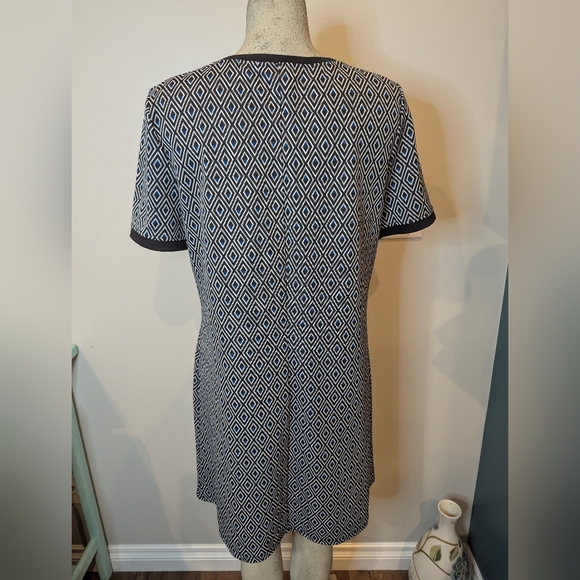Long Tall Sally Shift Dress Short Sleeve Diamond Jacquard US 14 - Picture 13 of 17